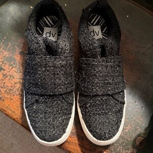 Women’s Black Slip-On Textured Sneakers with White Sole